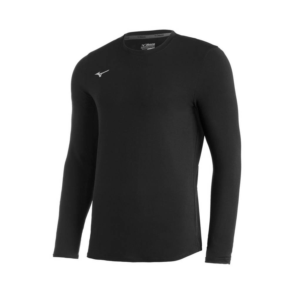 Maglie Running Mizuno Baseball Comp Diamond Long Sleeve Crew Uomo - Nere - 52406-SELT